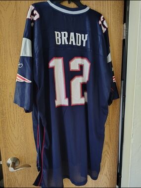 Reebok Navy Blue Tom Brady #12 Football Jersey
